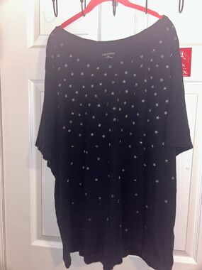 Catherines Black Short-Sleeve Top with Silver Star Accents
